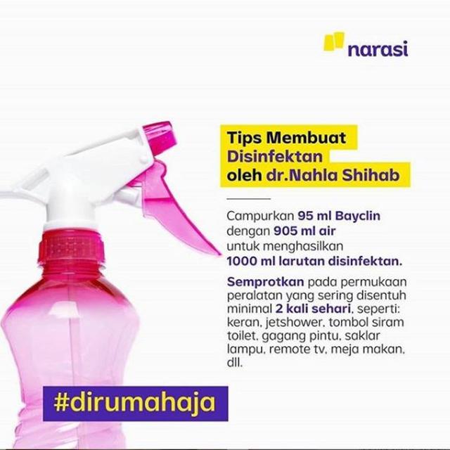 bayclin untuk disinfektan Cairan Bayclin untuk disinfektan, bayclin, disinfektan untuk virus corona, cara membuat disinfektan dengan mudah, cara membuat disinfektan, manfaat disinfekatan, kegunaan disinfektan, disinfektan untuk virus, dr. nahla shihab, tips membuat disinfektan dari adik Najwa Shihab
